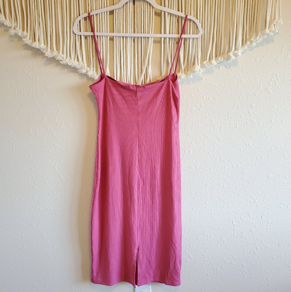 REFORMATION Pink Ribbed Midi Bodycon Dress sz M - Picture 5 of 8